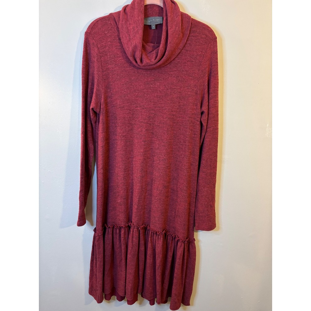NEW Sunday In Brooklyn Burgundy Cowl Neck Midi Dress M Ruffle Autumn